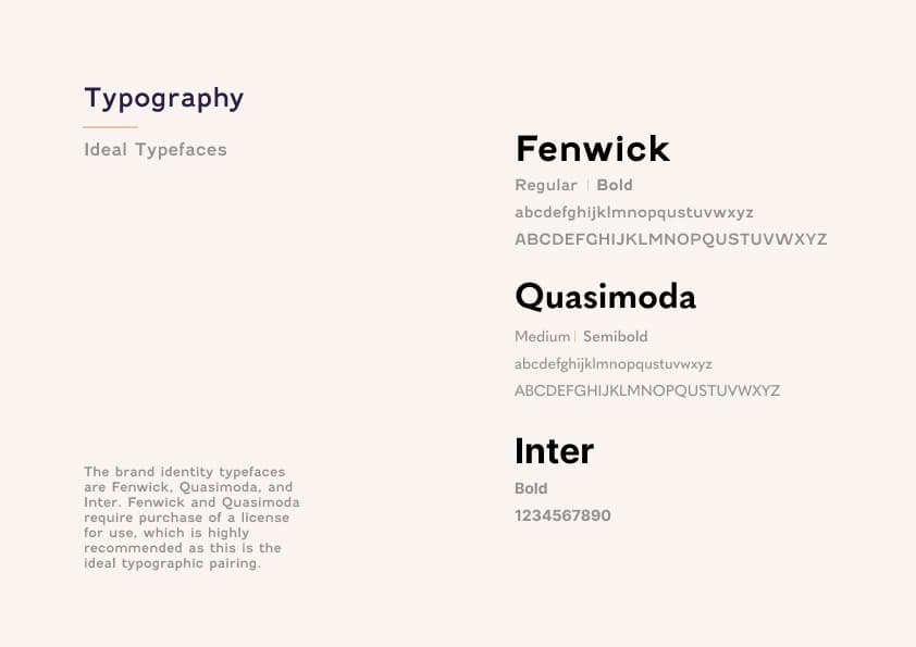 MyAtlas brand typefaces: Fenwick, Quasimoda, and Inter