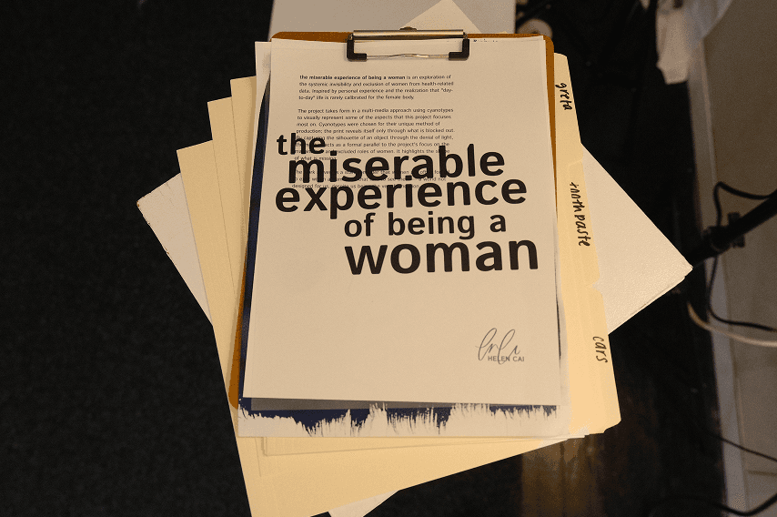 Printed project booklet titled the miserable experience of being a woman
